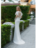 Opened Long Sleeves Beaded Ivory Satin Wedding Dress